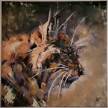 ArteDiAlina.com painting: Feline Shiver